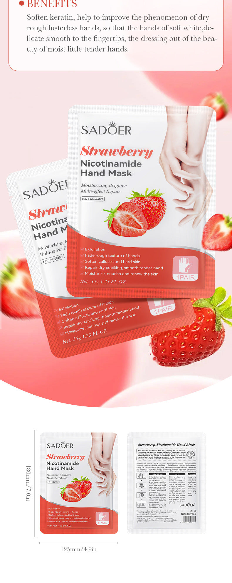 Full English Hand Mask SADOER Rose Lavender Goat Milk Lubricating Hand Mask Cross-Border Foreign Trade Factory Direct Sales